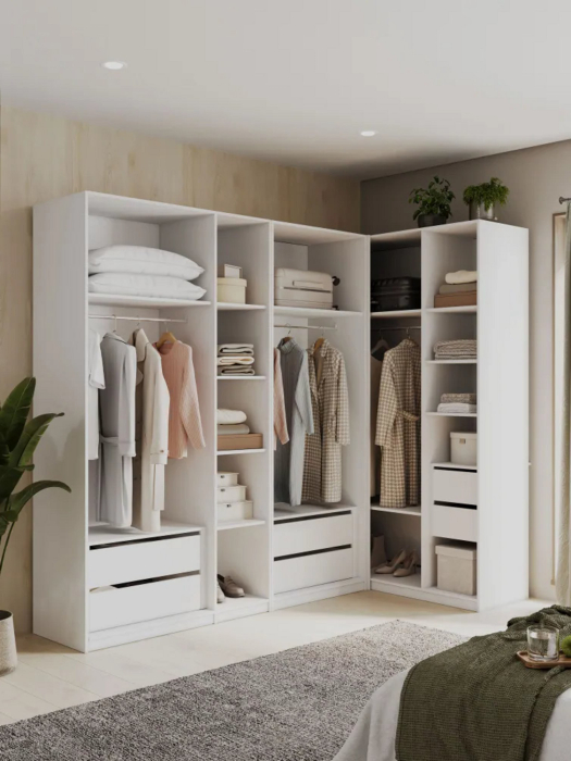 Угловые шкафы, Угловой шкаф для одежды распашной с ящиками, София, 2200х2500х1300мм