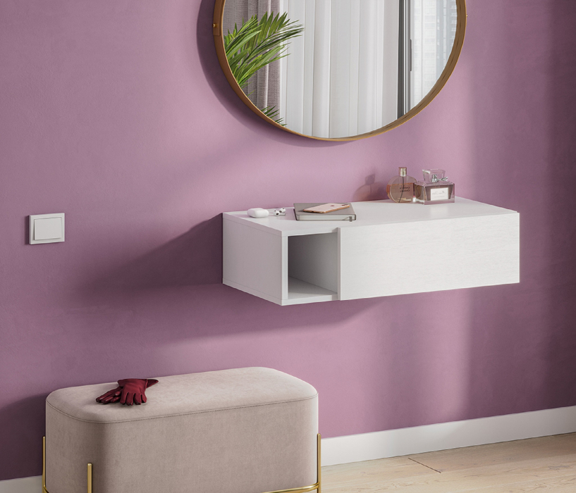 Прикроватные тумбы, Тумба подвесная с ящиком и нишей Страйк, белый