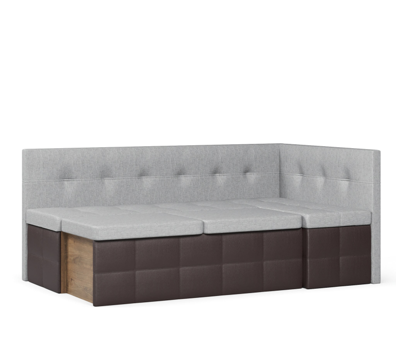 Диваны угловые кухонные, Диван кухонный угловой Домино 2 выкатной, рогожка+экокожа