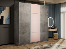 Шкафы-купе 3-х дверные, Шкаф-купе Прайм Широкий 3-х дверный ДСП/Стекла пудра/Доводчики 240х57х230