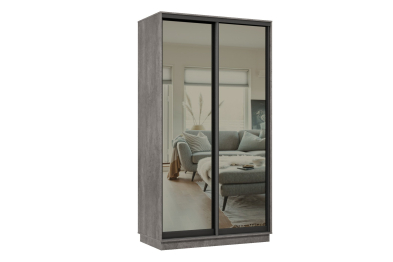 Шкаф-купе Премьер 03 (01ЗГ;01ЗГ) фасады зеркало графит/двухдверный/Профиль чёрный муар