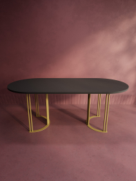 Стол овальный обеденный с золотым металлическим подстольем VIOLUR 200