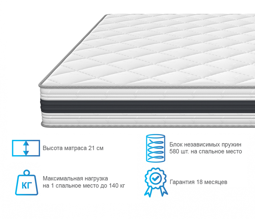 1400 x 2000, Матрас ARMOS Ясон Hard (Трикотаж 3D) 140х200 см