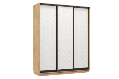 Шкаф-купе Премьер 23  (01РБ;01РБ;01РБ) фасады ромб белый/трёхдверный/Профиль чёрный муар