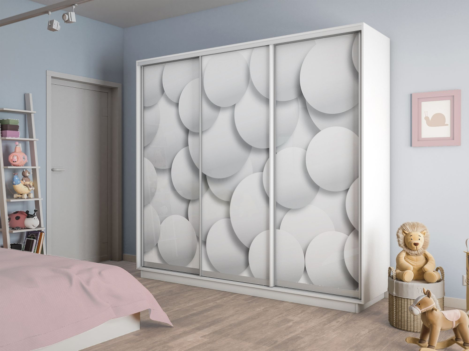 Шкафы-купе 3-х дверные, Шкаф-купе Экспресс 3-х дверный Фотопечать Шары Стекла 180х60х220