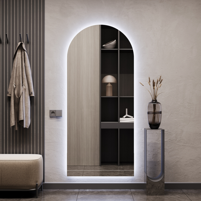 Зеркала в спальню, Зеркало с холодной подсветкой GENGLASS ARKIS NF LED L, с проводом 79х179 см