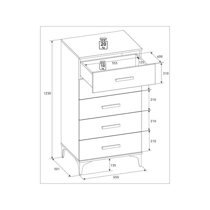 Комоды, Комод высокий Кара 3