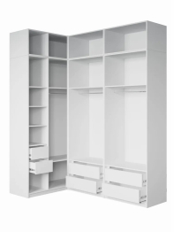 Угловой шкаф для одежды распашной с ящиками и антресолью София 2600х2100х1300 мм