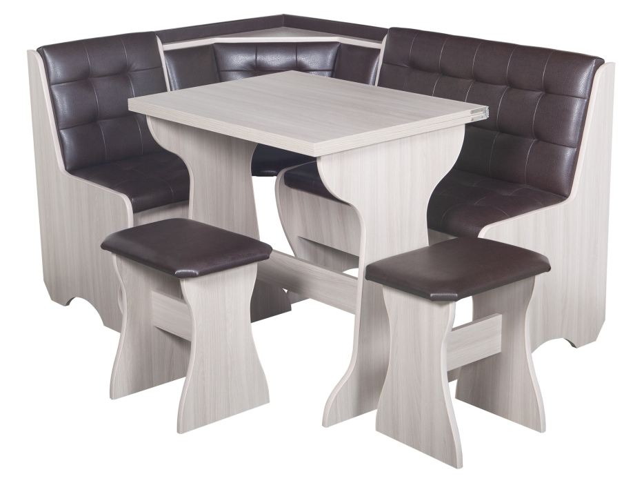 Кухонные уголки, Кухонный уголок Стиль 1Л (со столом СТ3) Ясень шимо светлый / экокожа