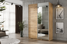 Шкафы-купе 2-х дверные, Шкаф-купе Smart 1422 2х дверный (фасады ЛДСП,зеркало) профиль серебро