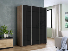 Шкафы-купе 3-х дверные, Шкаф-купе Прайм 3-х дверный Стекла черные/Доводчики 210х57х230