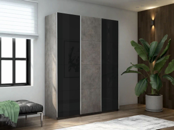 Шкаф-купе Прайм 3-х дверный Стекла черные/ДСП/Доводчики 210х57х230