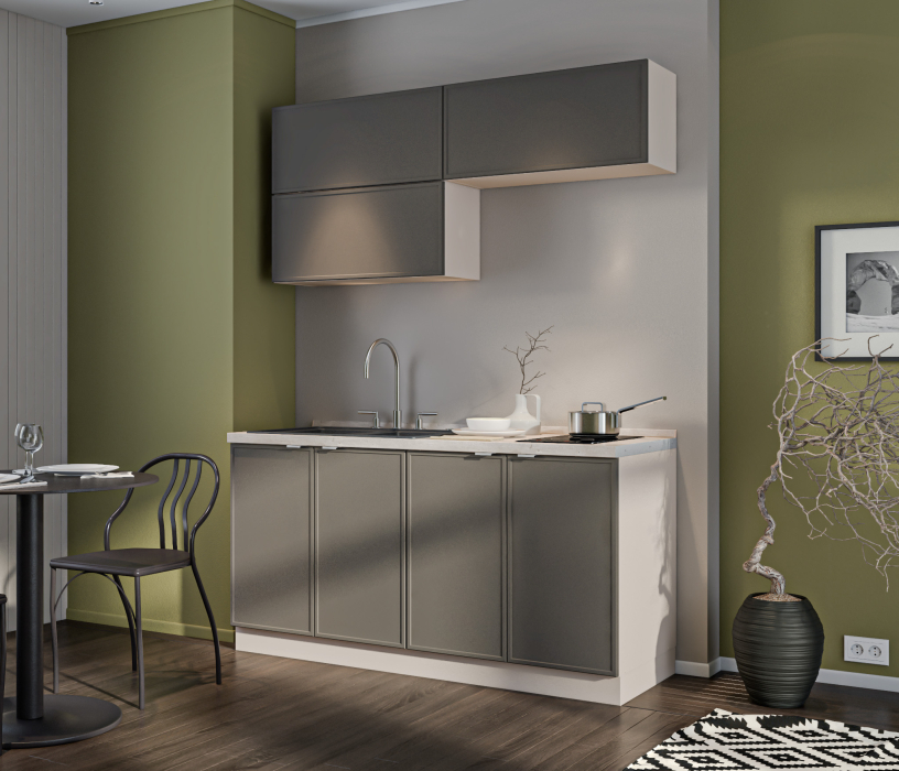 Кухонные гарнитуры, Кухонный гарнитур Регина Квадро Песочный / Базальт 1,6 м