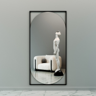 Зеркала в спальню, Дизайнерское настенное напольное зеркало GENGLASS Kvaden XL в металлической раме