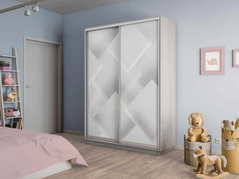 Шкафы-купе 2-х дверные, Шкаф-купе Экспресс 2-х дверный Фотопечать Квадрат Стекла 160х60х240