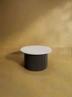 Журнальные столики, Стол круглый журнальный с чёрным металлическим подстольем TRUBIS Wood M 80