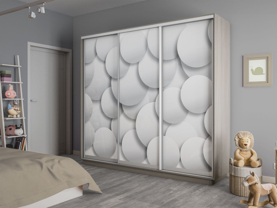 Шкафы-купе 3-х дверные, Шкаф-купе Экспресс 3-х дверный Фотопечать Шары Стекла 210х60х240