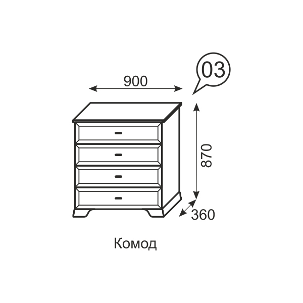 Комоды, Комод высокий Венеция 03