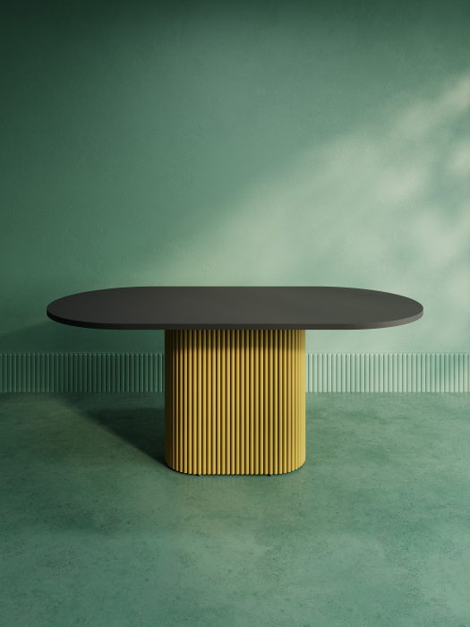 Обеденные столы, Стол овальный обеденный с металлическим золотым подстольем 180*90*75