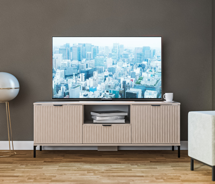 ТВ-тумбы, Тумба под телевизор Турин СБ-3572 Кашемир серый/МДФ Кашемир