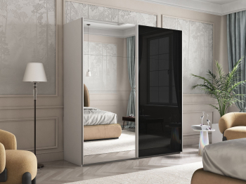 Шкаф Эста дуо Стекло черное/зеркало 2400 х 1800 х 660