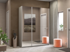 Шкафы-купе 3-х дверные, Шкаф-купе Прайм 3-х дверный Зеркала/Доводчики 180х57х230