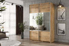 Шкафы-купе 2-х дверные, Шкаф-купе Smart 1222 2х дверный (фасады ЛДСП/зеркало) профиль серебро