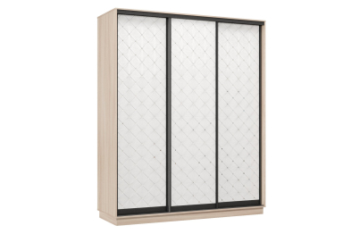 Шкаф-купе Премьер 23 (01РБ;01РБ;01РБ) фасады ромб белый/трёхдверный/Профиль чёрный муар