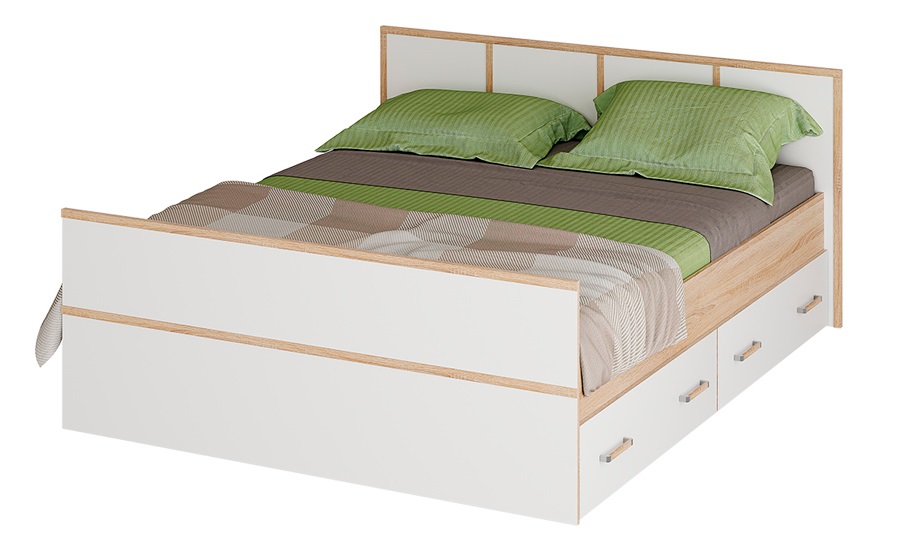 Кровати, Кровать с проложками ДСП Сакура LIGHT 140х200, дуб сонома