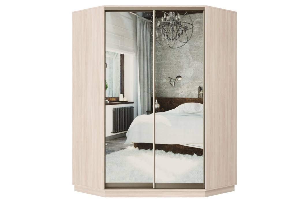 Угловые шкафы, Угловой шкаф-купе Премьер 71 Ясень шимо светлый