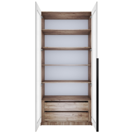 Шкаф распашной Е1 Локер 101x52.5x220 см, с белым стеклом , полками и модулем